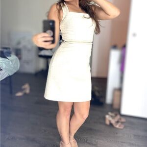 Lilly Pulitzer Tan Sheath Mini Dress Square Neck Sleeveless